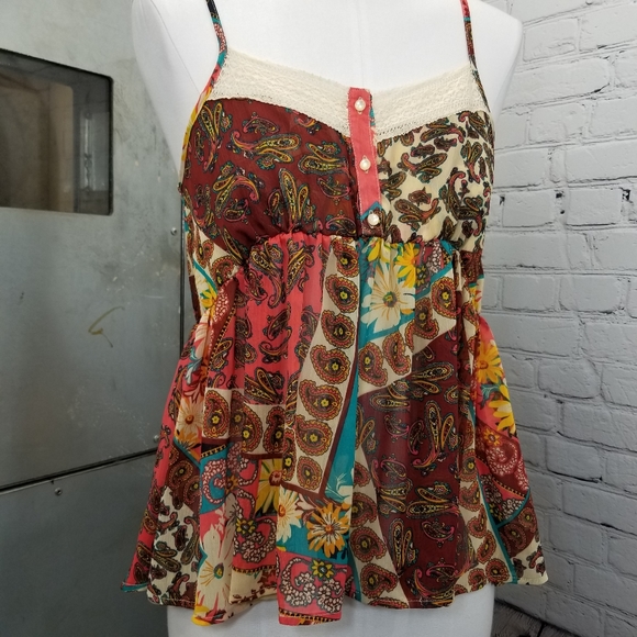 Nastalgic 70s style hippie tank top by day trip size small nwot - Picture 3 of 8